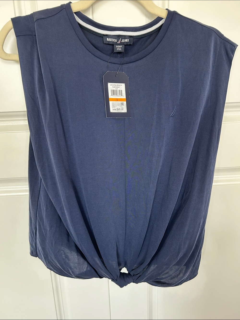 Nautica Blue Knot-Front Sleeveless Tank Top